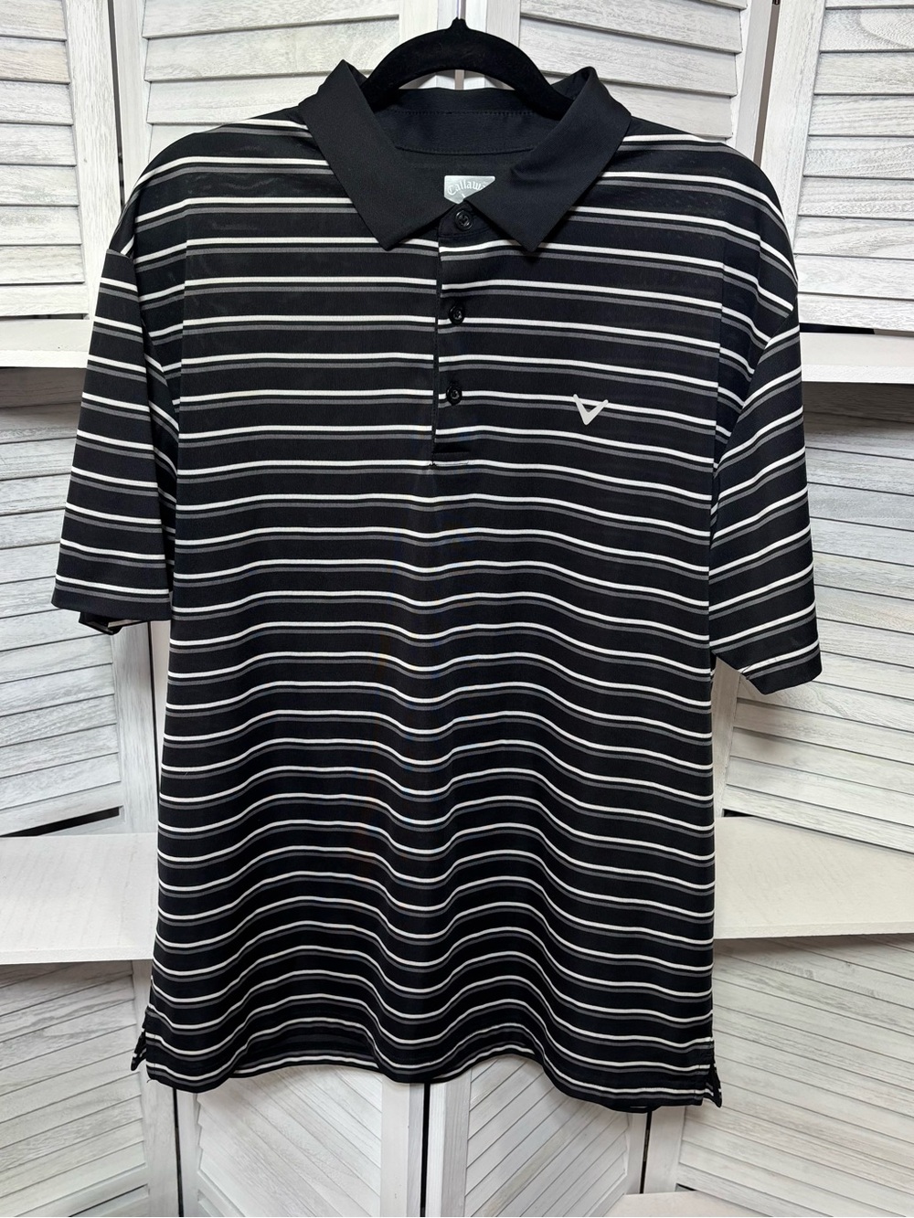 Callaway Opti-Dri Black Striped Golf Polo Shirt XL